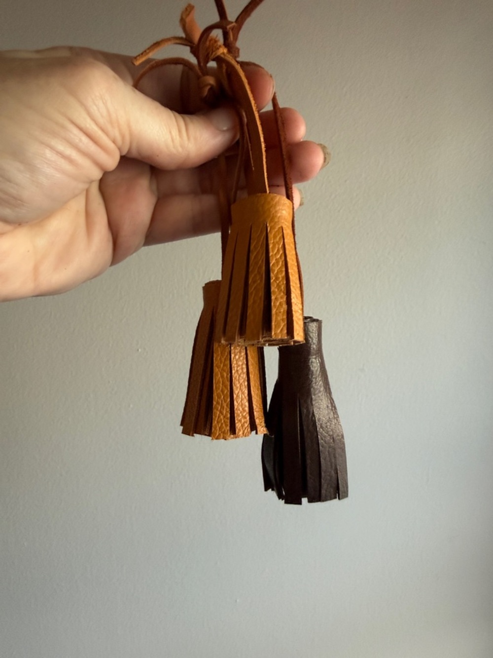Leather Tassel Bag Charm Small